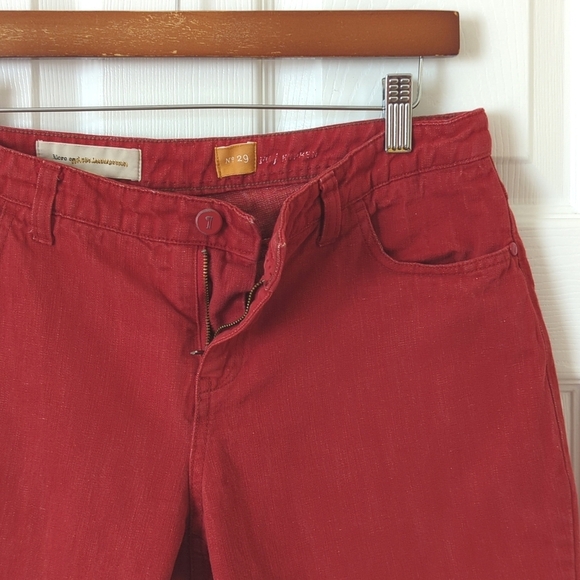 Pilcro Anthropologie Hyphen Classic Mid Rise Cut Off Denim Bermuda Shorts Red 29 - Picture 3 of 10